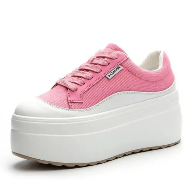 Women'S Fashion Gym Shoes - 8cm New Canvas Genuine Leather Women