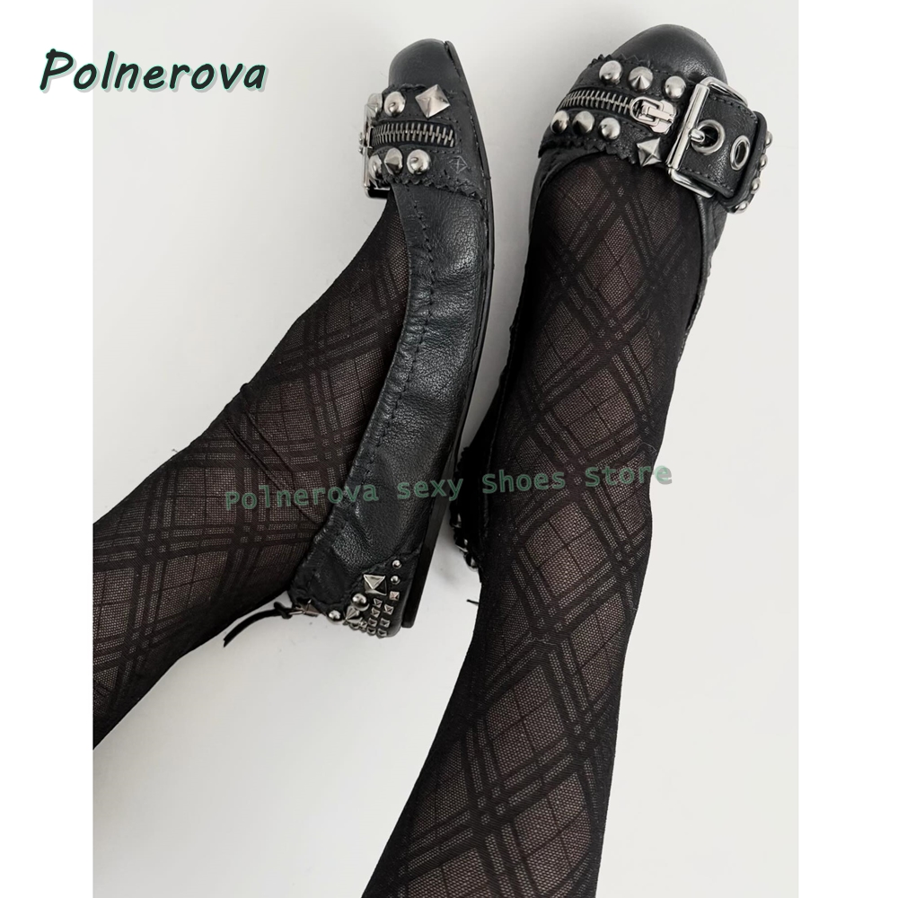 Women'S Fashion Walking Shoes - Rivet Belt Buckle Mary Jane Shoes