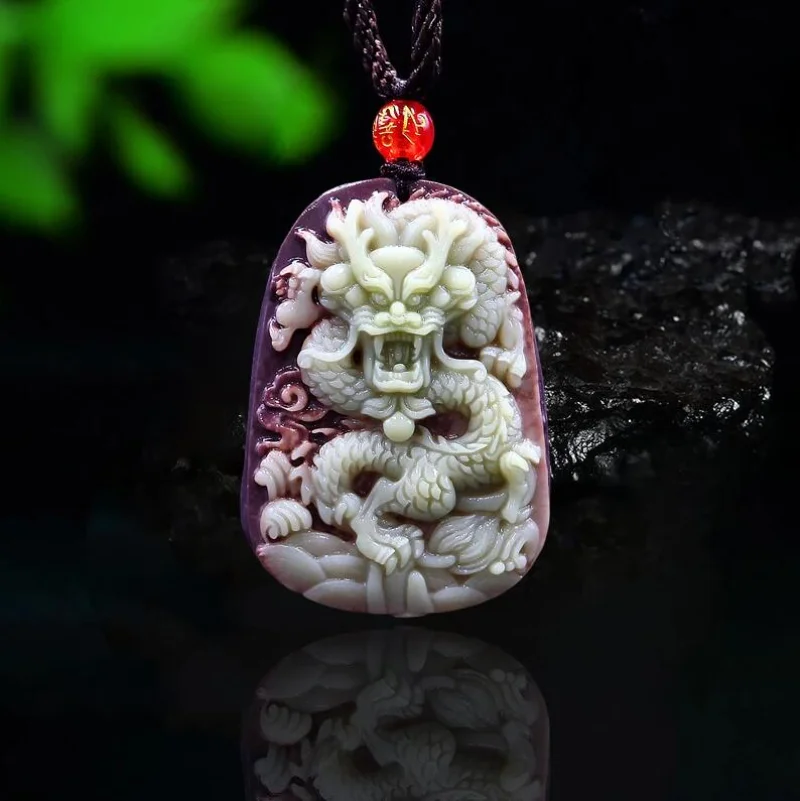 Women Fashion Jewellery - Purple Robe Jade Dragon Pendant Necklace