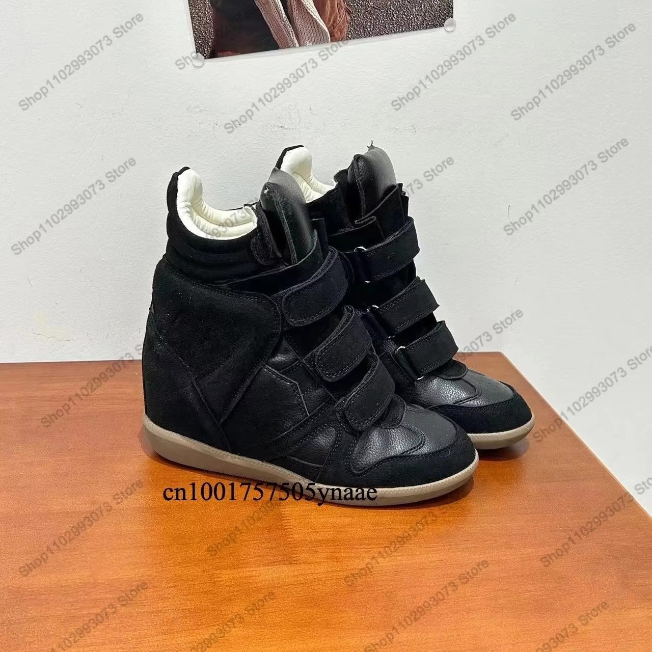 Women'S Fashion Gym Shoes - Women Hidden Wedge Heel High‑Top Sneakers