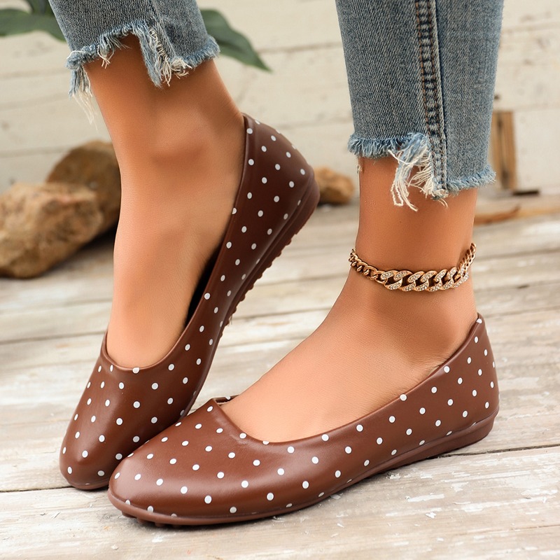 Ladies White Polka Dot Flats R - Women'S Fashion Walking Shoes ulasan dan harga