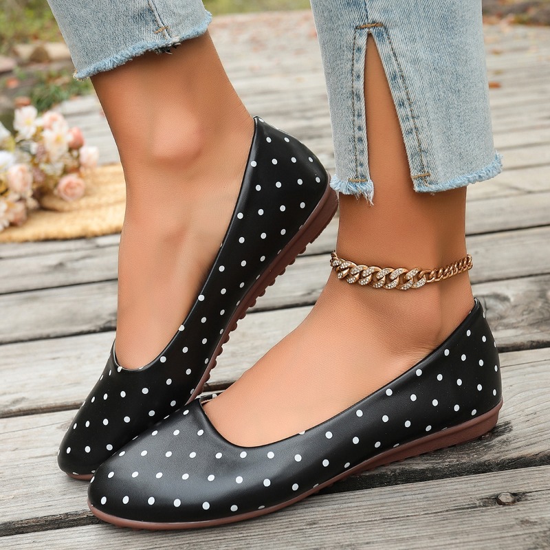 Ladies White Polka Dot Flats R - Women'S Fashion Walking Shoes ulasan dan harga