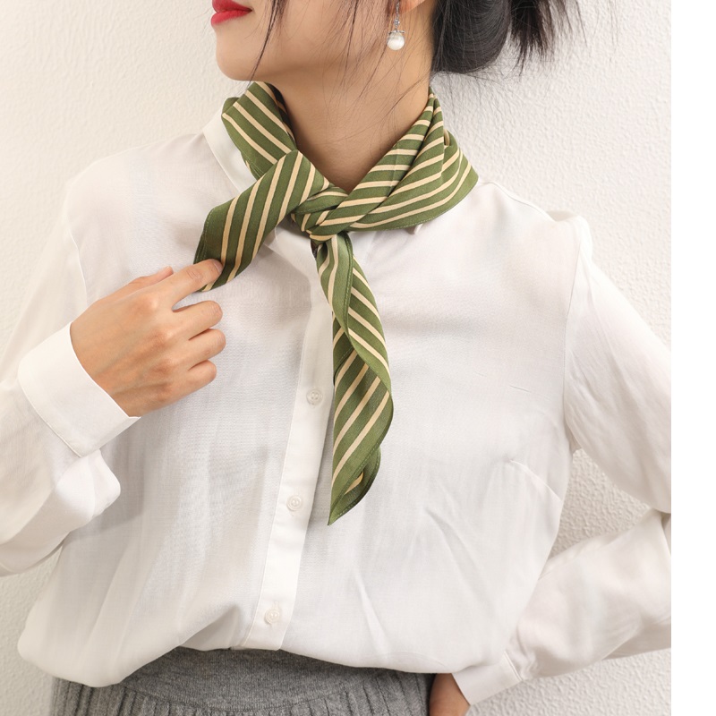Stripe Print 100% Silk Neck He - Women'S Fashion Hats ulasan dan harga
