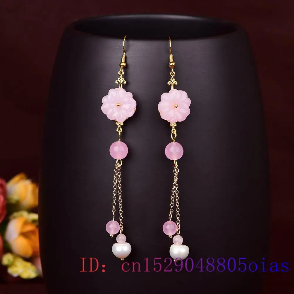 Pink Jade Flower Earrings Chal - Women Fashion Jewellery ulasan dan harga
