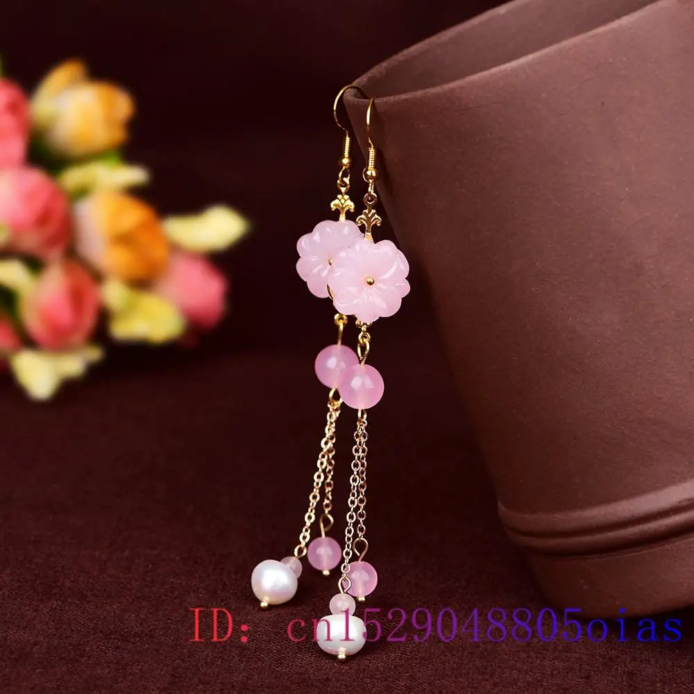 Pink Jade Flower Earrings Chal - Women Fashion Jewellery ulasan dan harga