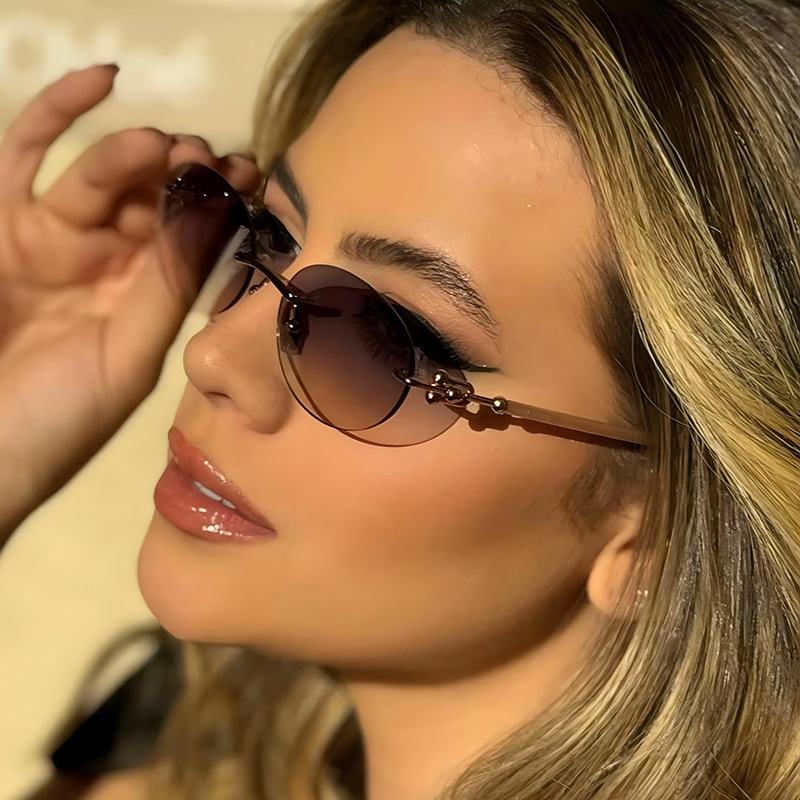 New Metal Frameless Oval Woman - Women'S Fashion Eyewear ulasan dan harga
