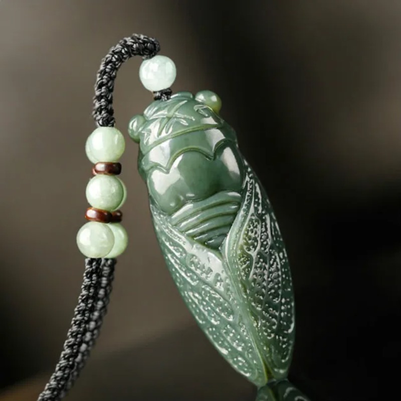 Natural Hetian Jade Cicada Pen - Women'S Fashion Jewellery ulasan dan harga