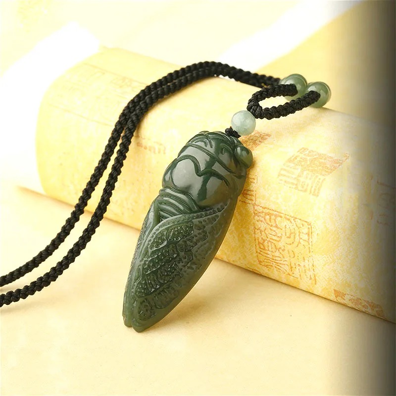 Natural Hetian Jade Cicada Pen - Women'S Fashion Jewellery ulasan dan harga
