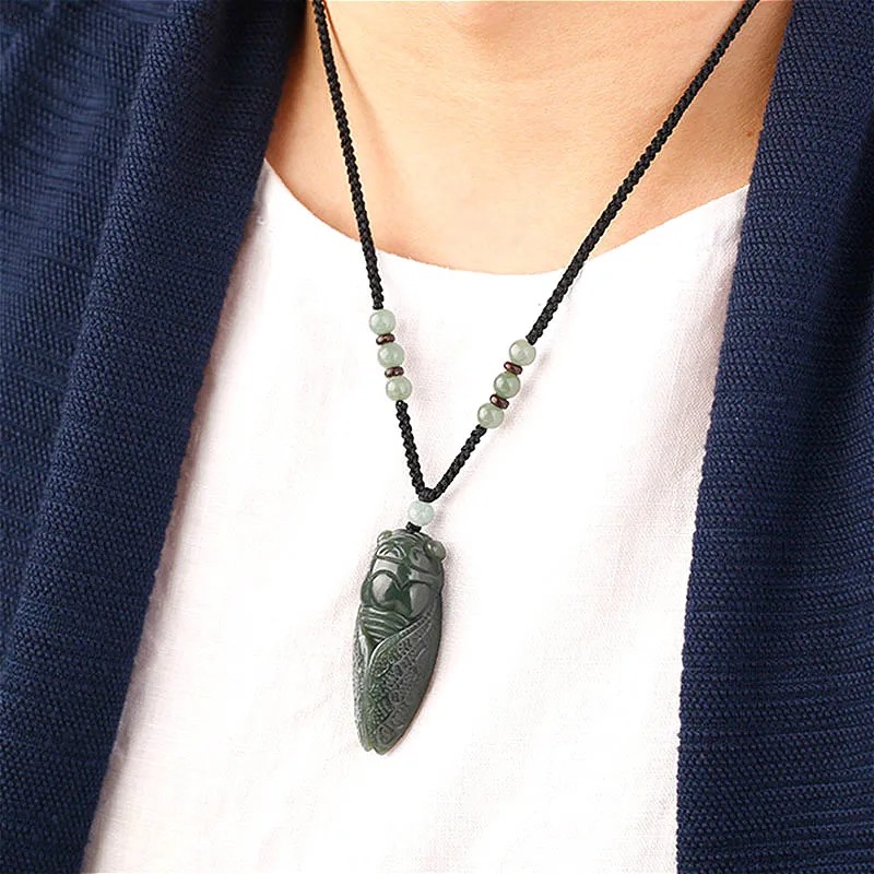 Natural Hetian Jade Cicada Pen - Women'S Fashion Jewellery ulasan dan harga