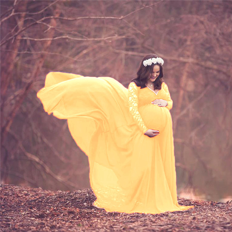 New Lace Chiffon Maternity Pho - Maxi Dress Boho ulasan dan harga