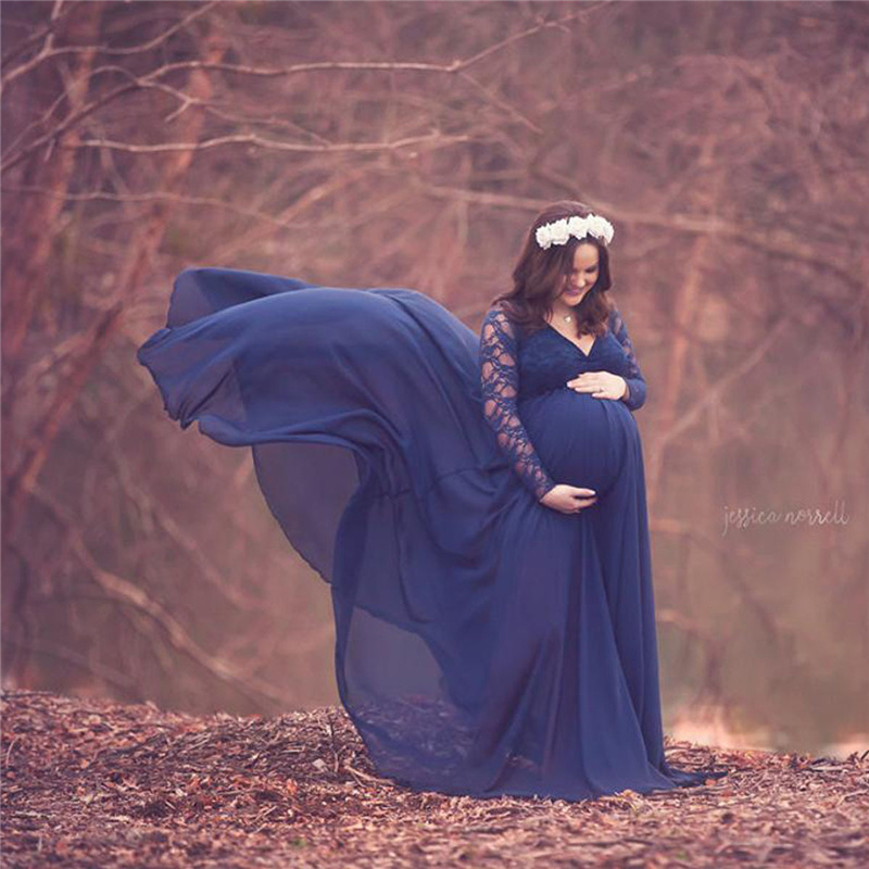 New Lace Chiffon Maternity Pho - Maxi Dress Boho ulasan dan harga