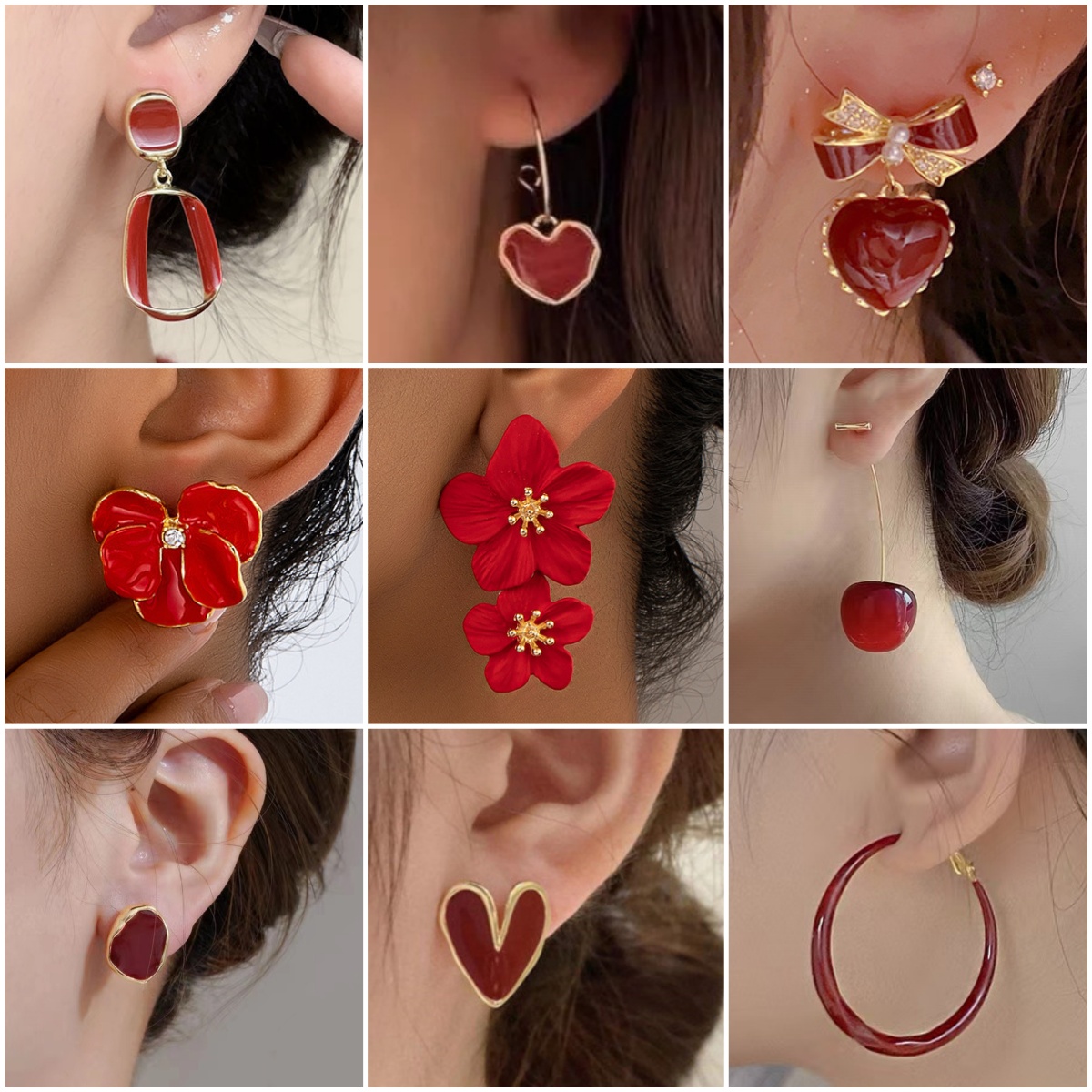 Red Flower Cherry Drop Earring - Women Fashion Jewellery ulasan dan harga