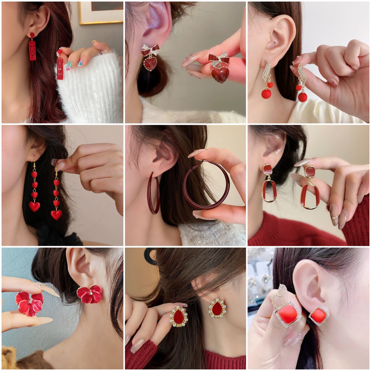 Red Flower Cherry Drop Earring - Women Fashion Jewellery ulasan dan harga