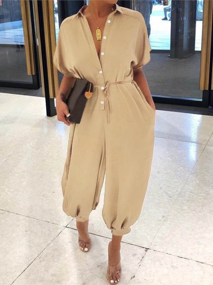 Summer Fashion V-Neck Button L - Women'S Fashion Overalls ulasan dan harga