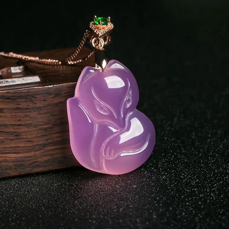 Natural Purple Agate Fox Penda - Women'S Fashion Jewellery ulasan dan harga