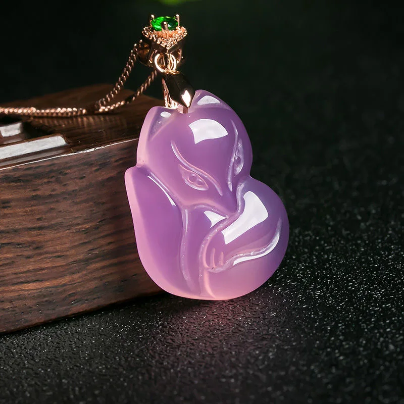 Natural Purple Agate Fox Penda - Women'S Fashion Jewellery ulasan dan harga