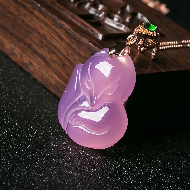 Natural Purple Agate Fox Penda - Women'S Fashion Jewellery ulasan dan harga