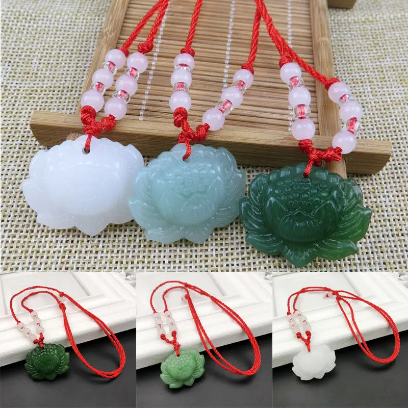 Natural Green Jade Lotus Penda - Women'S Fashion Jewellery ulasan dan harga