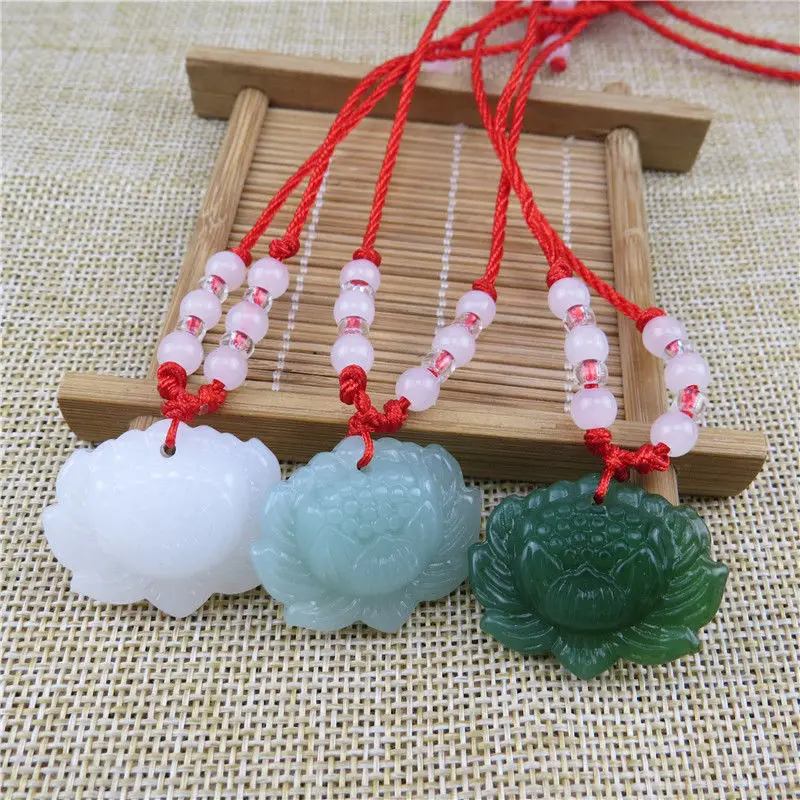 Natural Green Jade Lotus Penda - Women'S Fashion Jewellery ulasan dan harga