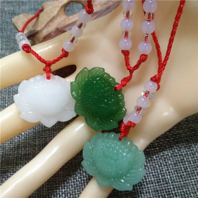 Natural Green Jade Lotus Penda - Women'S Fashion Jewellery ulasan dan harga