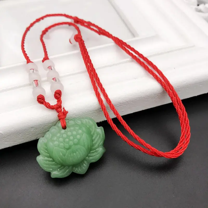 Natural Green Jade Lotus Penda - Women'S Fashion Jewellery ulasan dan harga
