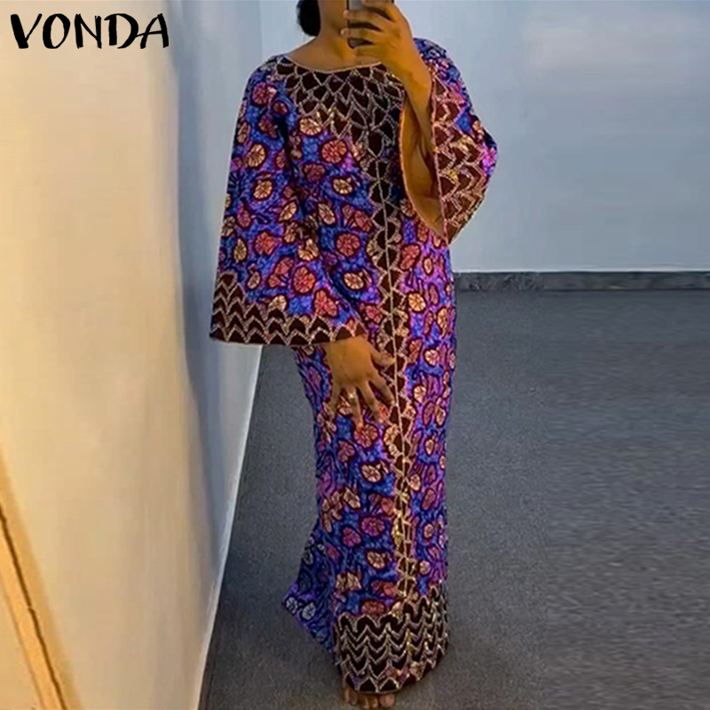 Plus Size VONDA Bohemian Dress - Maxi Dress Boho ulasan dan harga