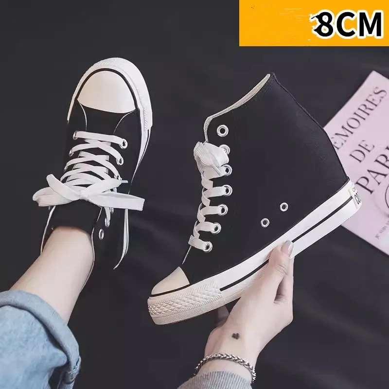 High 8cm Platform Canvas Shoes - Women'S Fashion Gym Shoes ulasan dan harga