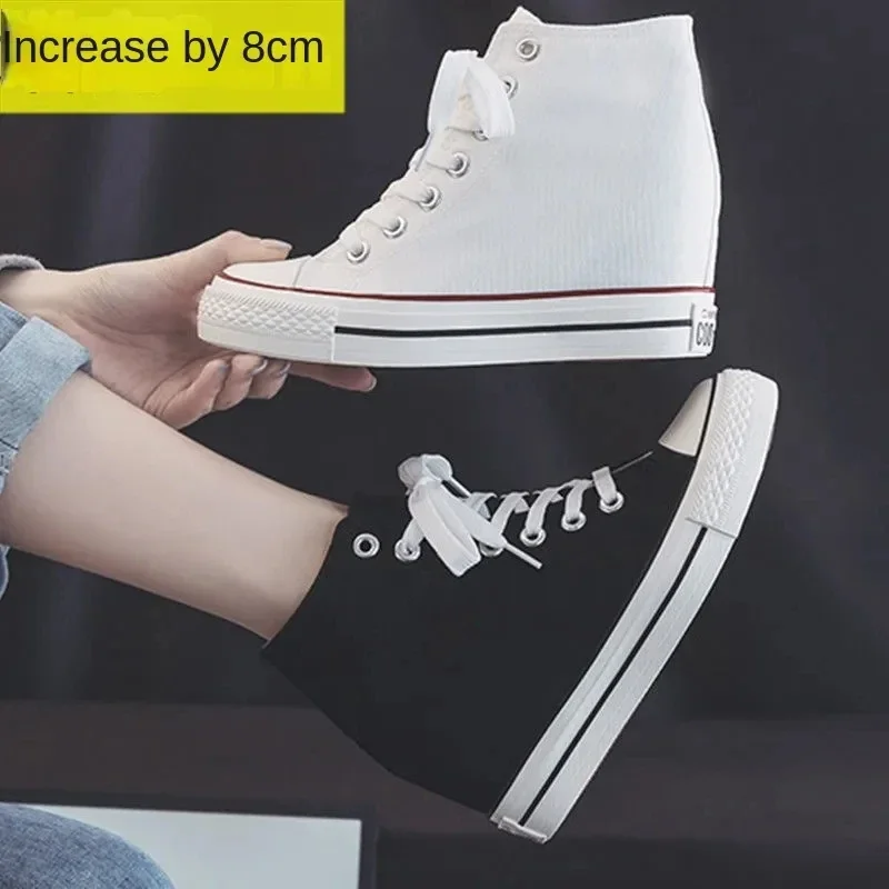 High 8cm Platform Canvas Shoes - Women'S Fashion Gym Shoes ulasan dan harga