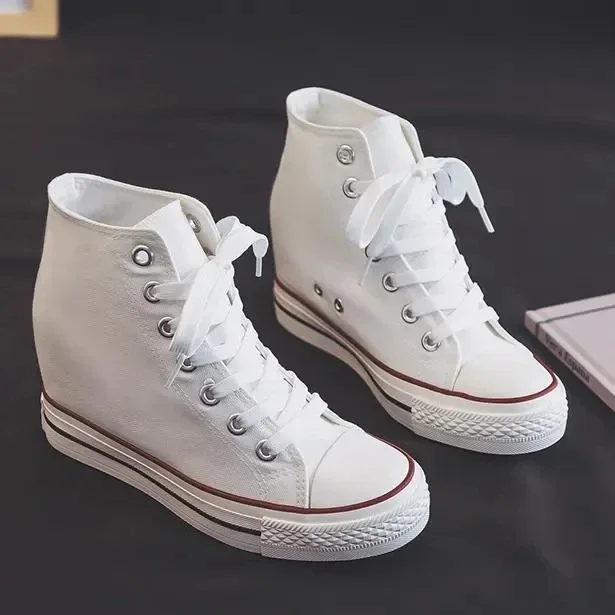 High 8cm Platform Canvas Shoes - Women'S Fashion Gym Shoes ulasan dan harga