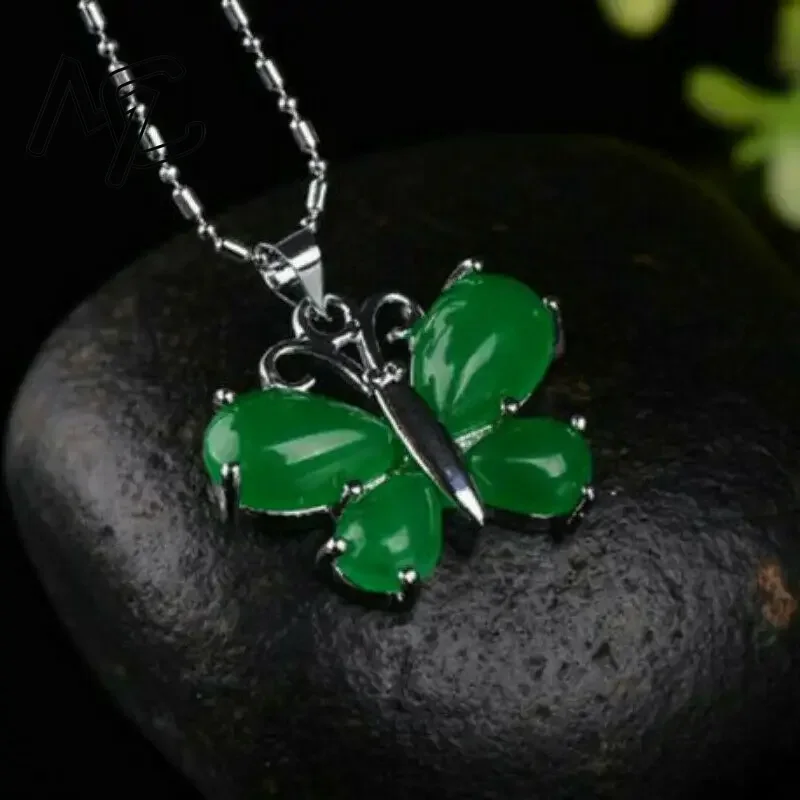 S925 Silver Green Jade Butterf - Women'S Fashion Jewellery ulasan dan harga