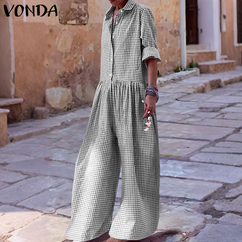 Plus Size 5XL VONDA Vintage Ju - Women'S Fashion Overalls ulasan dan harga