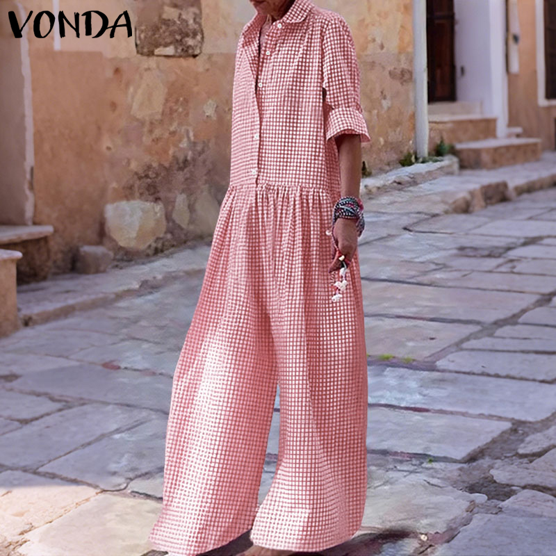 Plus Size 5XL VONDA Vintage Ju - Women'S Fashion Overalls ulasan dan harga