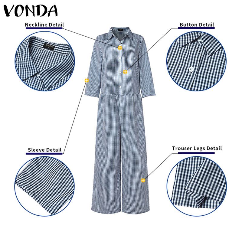 Plus Size 5XL VONDA Vintage Ju - Women'S Fashion Overalls ulasan dan harga