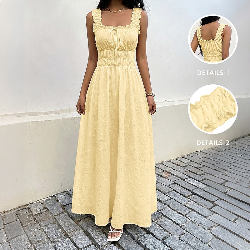 Summer Sleeveless Square Neck  - Maxi Dress Boho ulasan dan harga
