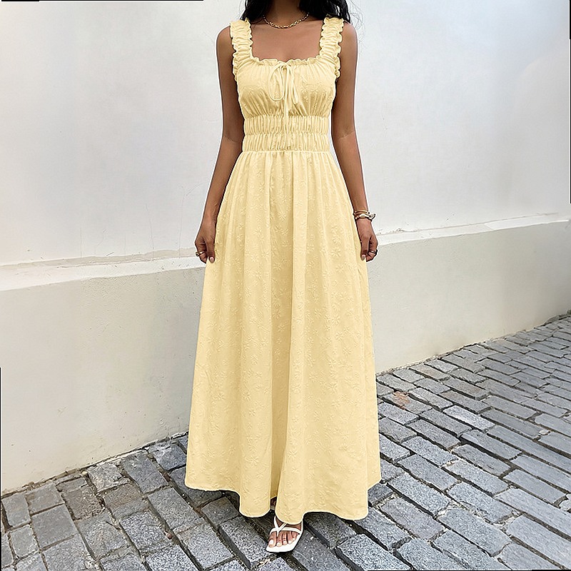 Summer Sleeveless Square Neck  - Maxi Dress Boho ulasan dan harga