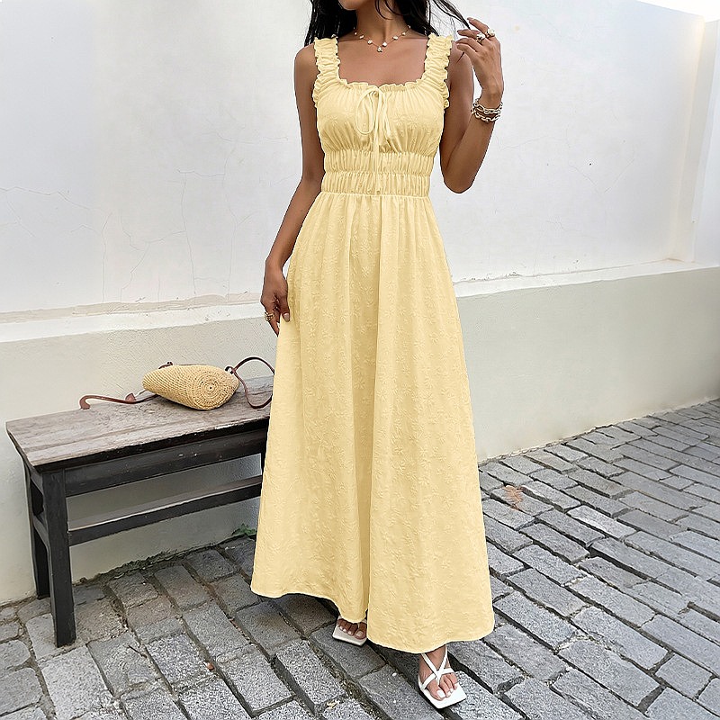 Summer Sleeveless Square Neck  - Maxi Dress Boho ulasan dan harga