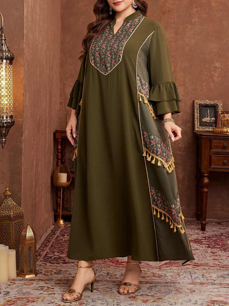 GIBSIE Plus Size Ethnic Style  - Maxi Dress Boho ulasan dan harga